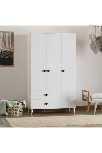 İMBAŞ Opal 3 Kapaklı 2 Çekmeceli Gardırop - Resim 3