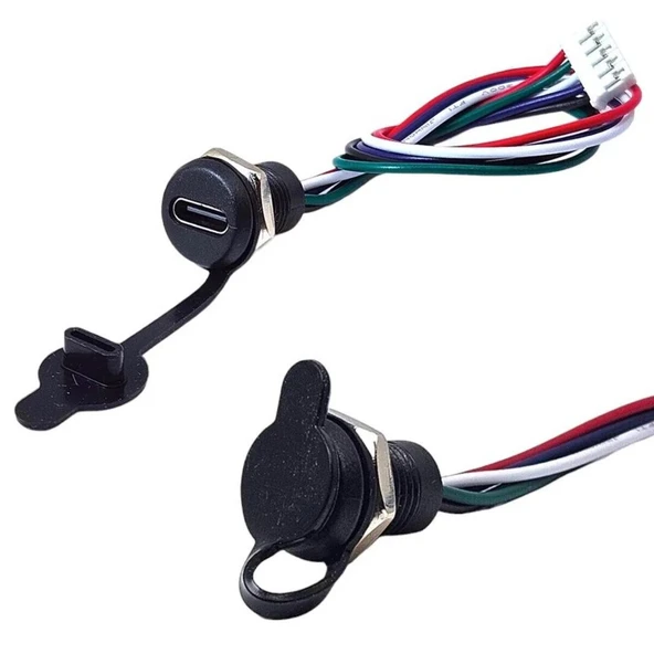 Intercom IC-266T-2 Pano Tip TYPE-C Şase Dişi 5Pin Soketli Şarj Ve Data Bağlantı Modülü Su Geçirmez ürün görseli 1