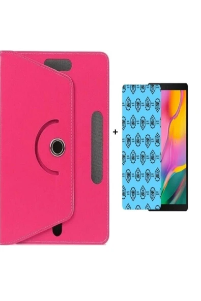 corcishop Tcl 9296g 10 Tab Max 10.1" Dönebilen Standlı Tablet Kılıfı + Nano Ekran Koruyucu - Pembe ürün görseli 1