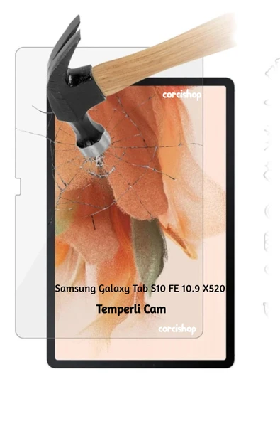 corcishop Samsung Galaxy Tab S10 FE 10.9 SM-X520 İle Uyumlu Kırılmaz Tablet Temperli Cam Ekran Koruyucu ürün görseli 1