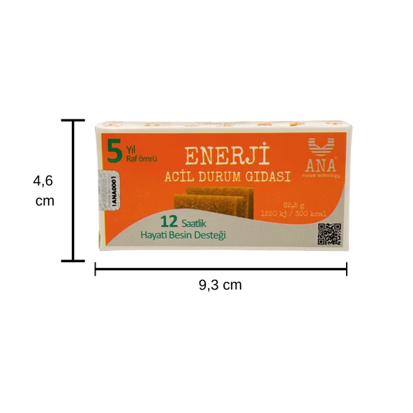 ANA Enerji Acil Durum Gıdası 62,5g 1250 kj 1 Kişilik 12 Saatlik Besin Desteği ürün görseli 1