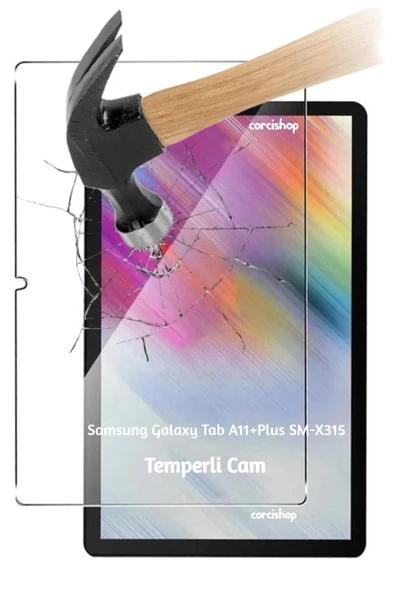 corcishop Samsung Galaxy Tab A11+ Plus SM-X310 11 İnç Uyumlu Kırılmaz Tablet Temperli Cam Ekran Koruyucu ürün görseli 1