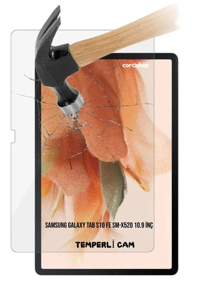 corcishop Samsung Galaxy Tab S10 FE SM-X520 10.9 İnç Uyumlu Kırılmaz Tablet Temperli Cam Ekran Koruyucu ürün görseli 1