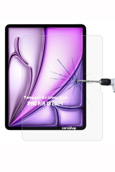 corcishop İpad Air 13 Inç M4 Çip 2024/2025 Uyumlu Premium Temperli Ekran Koruyucu Kırılmaz Cam ürün görseli 1