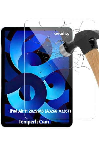 corcishop Apple iPad Air 11 2025 M3 (A3266-A3267) Kırılmaz Tablet Temperli Cam Ekran Koruyucu ürün görseli 1
