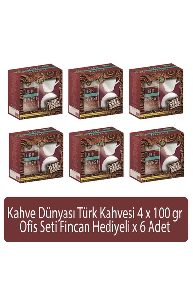 Türk Kahvesi Ofis Seti 4 x 100 gr Fincan Hediyeli x 6 Adet ürün görseli 1