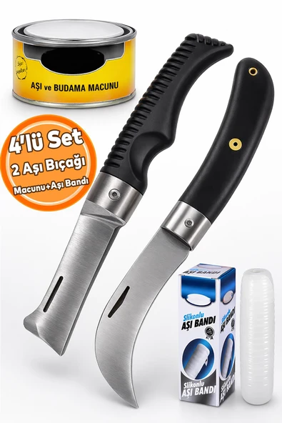 4'Lü Seti Ağaç Dal Aşılama Plastik Saplı Bıçak Çakı Soğuk Aşı Macunu Şeffaf Bant Bağ Budama Bıçağı ürün görseli 1