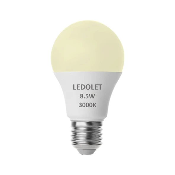 Ledolet 8,5W E27 Led Ampul Sarı Işık - 3000K ürün görseli 1