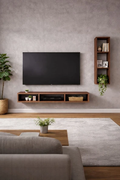 MOBİLYACIN Dekoratif Duvar Rafı - Tv Ünitesi 2 Parçalı Barok 130x90 ürün görseli 1