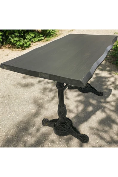 MOBİLYACIN CAFE MASA KÖKNAR Kütük Masa SİYAH ASLAN AYAK 180x90 ürün görseli 1