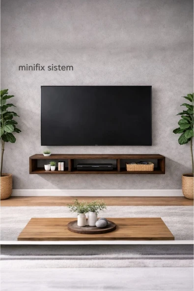 MOBİLYACIN Dekoratif Raflı Duvar Tv Ünitesi Üç Bölmeli Barok 90 ürün görseli 1
