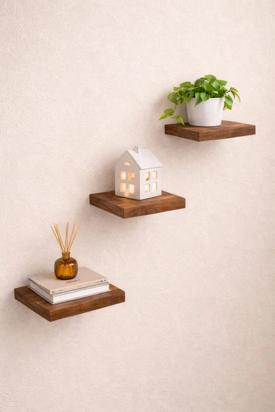 MOBİLYACIN 3'lü Uçan Duvar Rafı Set Gizli Raf- Barok 15x15 ürün görseli 1