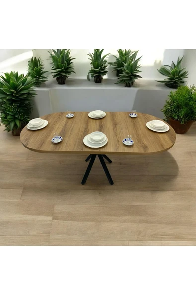 MOBİLYACIN Oval Yemek Masası 6 Kişilik 160 x 90 CEVİZ ürün görseli 1