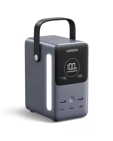 UGREEN 48.000 mAh 300W 5 Portlu Şarj İstasyonu 3xUSB-C, 2xUSB-A, Uzay Grisi, 25286 ürün görseli 1