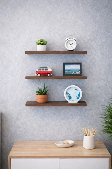 MOBİLYACIN 3'lü Uçan Duvar Rafı Set Gizli Raf- Barok 15x30 ürün görseli 1