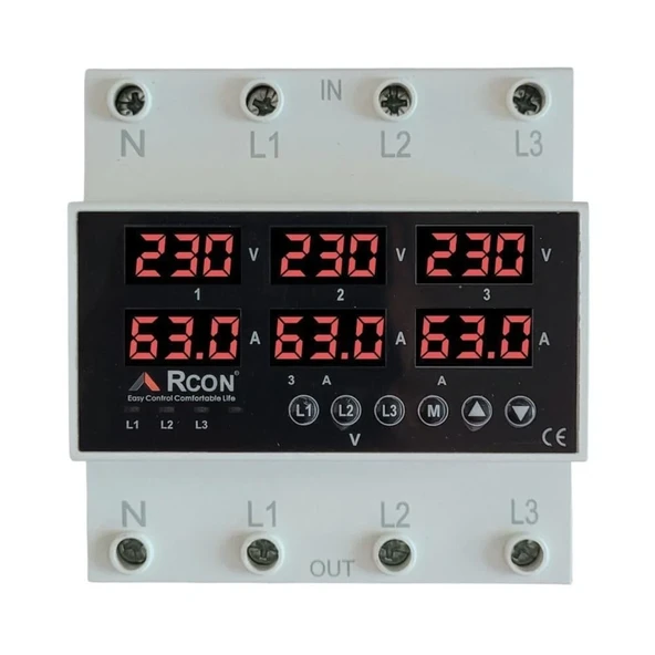 Rcon Rcv 05 Ev Tipi Trifaze Akım Voltaj  Koruyucu 63 A Sigorta ürün görseli 1