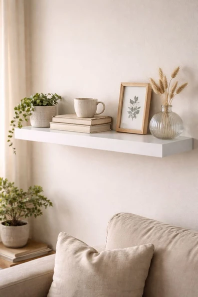 MOBİLYACIN 30 mm Tekli Uçan Duvar Rafı Set Gizli Raf- Beyaz - 15x40 ürün görseli 1