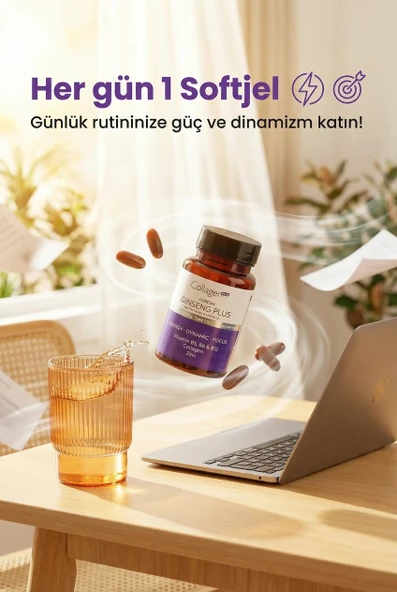 Collagen Forte Platinum Kırmızı Kore Ginseng Plus, Hidrolize Kolajen, Vitamin B5, B6, B12,çinko, Softgel 1000mg ürün görseli 1