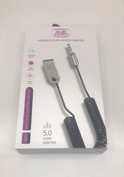 Subzero AX80 Kablosuz (Bluetooth) 5.0 AUX Ses Adaptörü - Resim 2