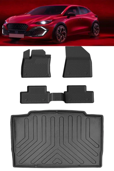 Sahler Renault Clio 6 2026 ve Sonrası 4.5D Paspas 3D Rizline Bagaj Havuzu Set ürün görseli 1
