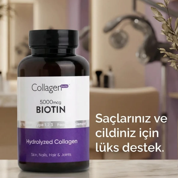 Collagen Forte Platinum Saç Vitamini, Cilt & Tırnak, Biotin 5000mcg & Kolajen 1500mg X 90 Tablet ürün görseli 1