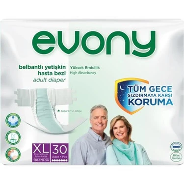 Evony Belbantlı Yetişkin Hasta Bezi XL 30'lu Paket ürün görseli 1