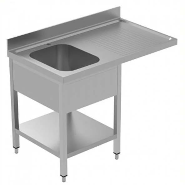 Electrolux Professional Tezgahaltı Bulaşık Makinesi Tezgahı, 1 Evye (500x500 Mm) & Sağ Tarafta Süzdürme, Taban Raflı - 1200 Mm, Plus GLR1DSXPLS ürün görseli 1