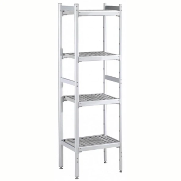 Electrolux Professional Düz Etejer Seti, Aluminyum Ayaklı, 4 Raflı, Her Raf Demonte Polietilen Tabletlerden Oluşur, Tabletler Bulaşık Makinesinde Yıkanabilir - 475x862 Mm, H=1700 Mm BLS862 ürün görseli 1