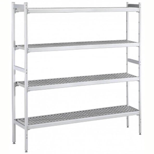Electrolux Professional Düz Etejer Seti, Aluminyum Ayaklı, 4 Raflı, Her Raf Demonte Polietilen Tabletlerden Oluşur, Tabletler Bulaşık Makinesinde Yıkanabilir - 475x2760 Mm, H=1700 Mm BLS2760 ürün görseli 1