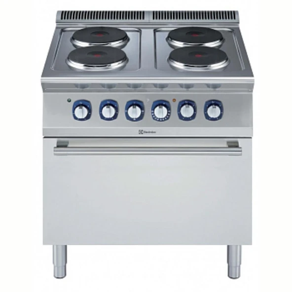 Electrolux Professional Endüstriyel 4 Yuvarlak Pleytli (her Ocak 2,6 Kw) Elektrikli Kuzine, Elektrikli Fırınlı, Derinlik 730 Mm - 800 Mm E7ECEH4RE0 ürün görseli 1