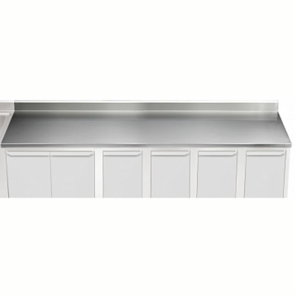 Electrolux Professional Üst Tabla, Sırtlı, 3600 Mm, 1,5 Mm Kalınlıkta Üst Tabla 18 Mm Kalınlığında Ses Sönümlendirici Malzeme Ve Ayrıca 2 Paslanmaz Kayıtla Güçlendirilmiştir - Modular Line TPLA36A ürün görseli 1