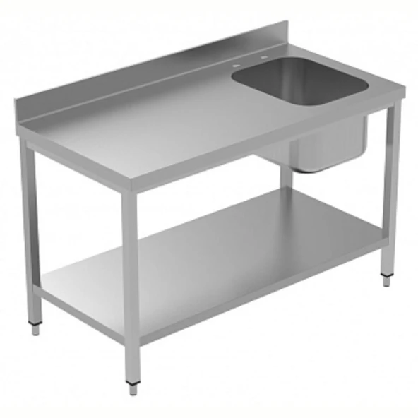 Electrolux Professional Özel Şef Çalışma Tezgahı, Tek Evyeli (sağda), 100 Mm Sırtlı, Taban Raflı - 1400 Mm, Plus LSGTL1410D ürün görseli 1