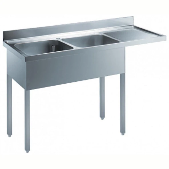 Electrolux Professional Tezgahaltı Bulaşık Makinesi İçin Tezgah, 2 Evyeli (400x500 Mm), Damlalık Sağda - 1600 Mm EDBD1617R ürün görseli 1