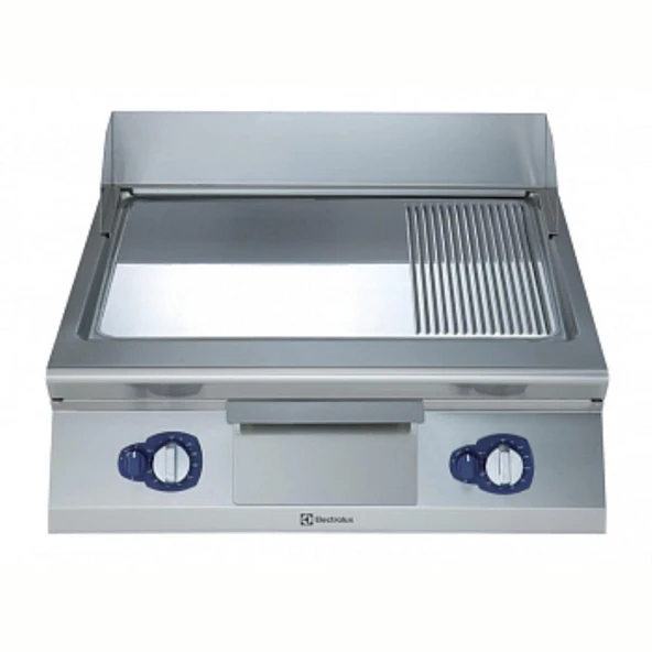 Electrolux Professional Gazlı Set Üstü Izgara (20kw), ? Düz + ? Nervürlü Krom Pleytli, Eğimli Tablalı, Termostatik Kontrol, Demonte Sırtlık Ve Spatula - 800 Mm E9FTGHCP00 ürün görseli 1