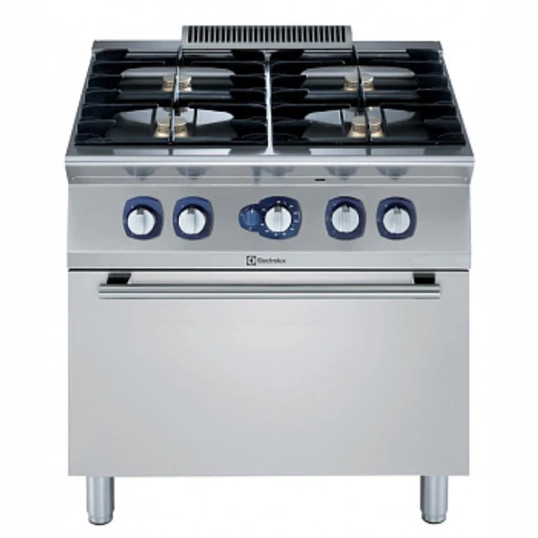 Electrolux Professional Endüstriyel 4 Açık Ateşli Gazlı Kuzine, Her Brulör 5,5 Kw, Gazlı Fırın (6 Kw), Derinlik 730 Mm - 800 Mm E7GCGH4CG0 ürün görseli 1