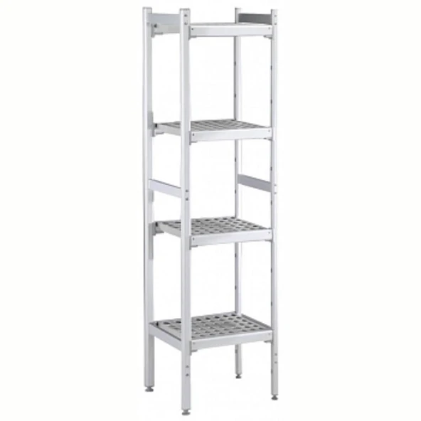 Electrolux Professional Düz Etejer Seti, Aluminyum Ayaklı, 4 Raflı, Her Raf Demonte Polietilen Tabletlerden Oluşur, Tabletler Bulaşık Makinesinde Yıkanabilir - 475x772 Mm, H=1700 Mm BLS772 ürün görseli 1