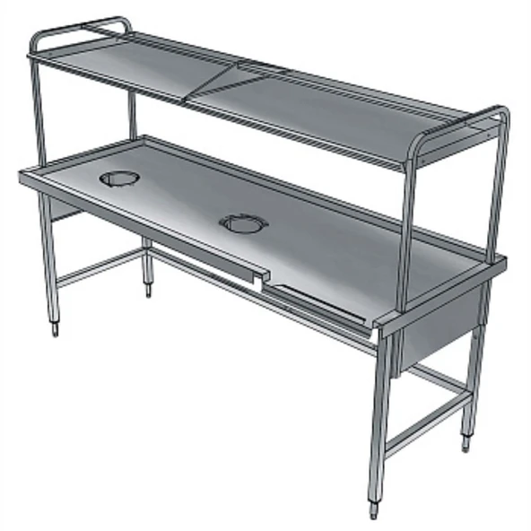 Electrolux Professional Bulaşık Kabul Tezgahı, Derinlik:1100 Mm, Basket Raflı, 2 Sıyırma Hunisi, Soldan Sağa - 2700x1100 Mm BHST2711L ürün görseli 1