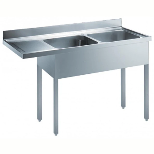Electrolux Professional Tezgahaltı Bulaşık Makinesi İçin Tezgah, 2 Evyeli (400x500 Mm), Damlalık Solda - 1600 Mm EDBD1617L ürün görseli 1
