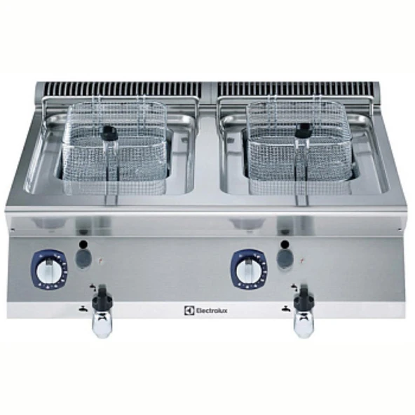 Electrolux Professional Endüstriyel 2x7 Lt Gazlı Set Üstü Fritöz, 2 V- Tip Hazneli, Brulörler Hazne Dışında, 2 Sepetli, Derinlik 730 Mm - 800 Mm E7FRGH2B00 ürün görseli 1
