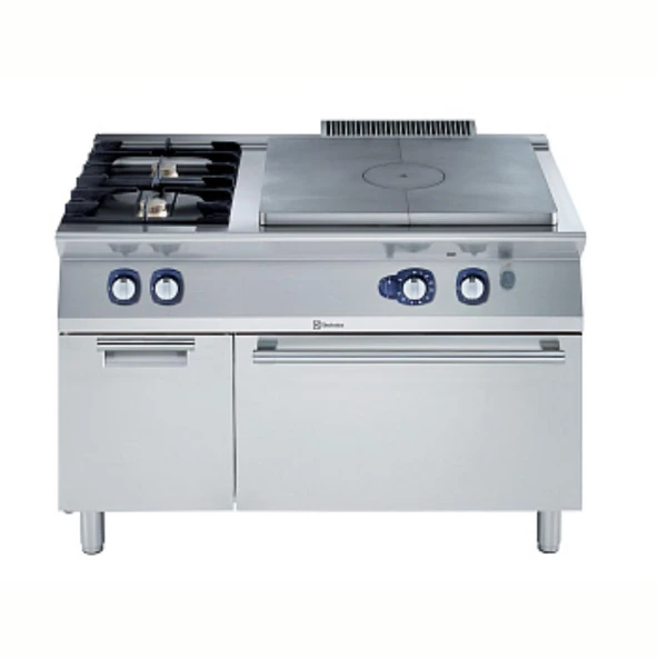 Electrolux Professional Endüstriyel Gazlı Kapalı Ateş Ocak (tam Modul), Merkezde 7 Kw''lık Tek Brulör + 2 Açık Ateş Ocak, Her Brulör 5,5 Kw + Gazlı Fırın E7STGL3010 ürün görseli 1