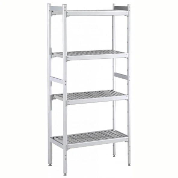 Electrolux Professional Düz Etejer Seti, Aluminyum Ayaklı, 4 Raflı, Her Raf Demonte Polietilen Tabletlerden Oluşur, Tabletler Bulaşık Makinesinde Yıkanabilir - 475x1304 Mm, H=1700 Mm BLS1304 ürün görseli 1