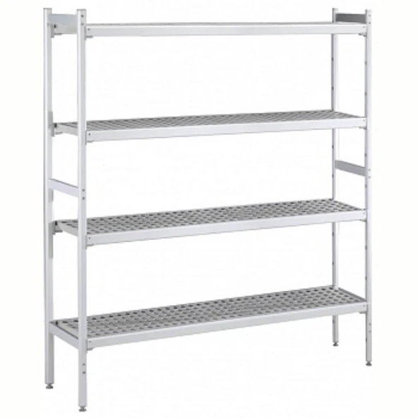 Electrolux Professional Düz Etejer Seti, Aluminyum Ayaklı, 4 Raflı, Her Raf Demonte Polietilen Tabletlerden Oluşur, Tabletler Bulaşık Makinesinde Yıkanabilir - 475x2580 Mm, H=1700 Mm BLS2580 ürün görseli 1
