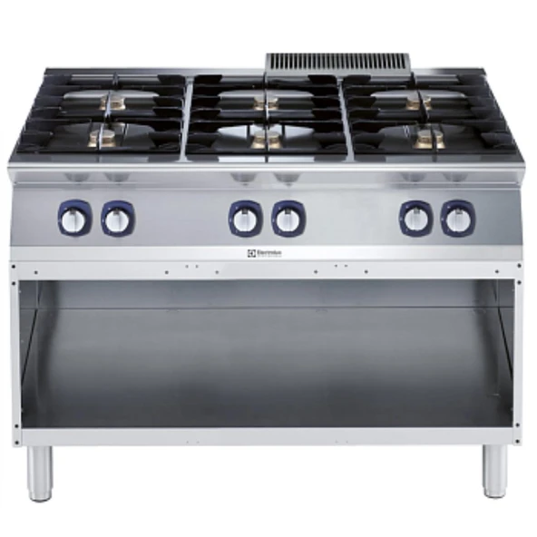 Electrolux Professional Endüstriyel 6 Açık Ateşli Gazlı Ocak, Açık Alt Dolaplı, Her Brulör 5,5 Kw - 1200 Mm E7GCGL6CO0 ürün görseli 1