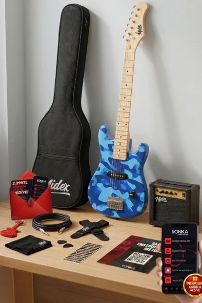 Midex CEG-30BS 4-6 Yaş Çocuklar İçin Amfili Full 1/4 30 İnç Elektro Gitar Seti ürün görseli 1