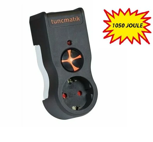 Tunçmatik Tekli Akım Korumalı Priz Siyah Anahtarlı, Fişe Takılan 1050 Joule TSK19020 ürün görseli 1