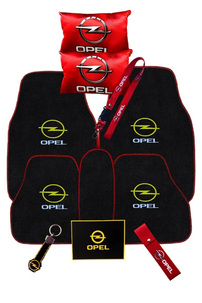 Opel 5'li Araba Paspas Seti & Kırmızı Oto Boyun Yastığı & Ayna Askısı & Opel Araç Oto Aksesuarı ürün görseli 1