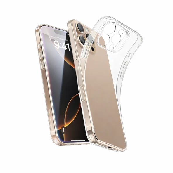 iPhone 16 Pro Uyumlu Kılıf Şeffaf Kamera Korumalı 3D ürün görseli 1