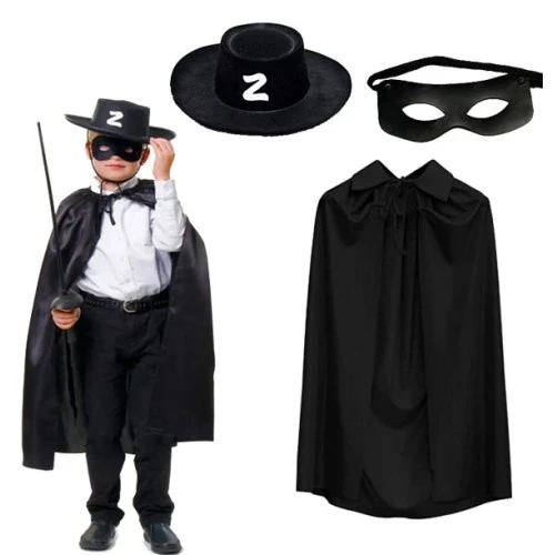 Zorro Pelerin Şapkası ve Maske Seti Çocuk Boy ürün görseli 1