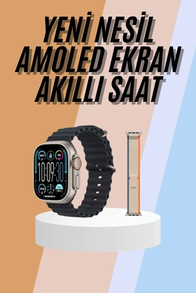 49mm Akıllı Saat Amoled Ekranlı Kadın Erkek Kol Saati Plastik Kordon ürün görseli 1