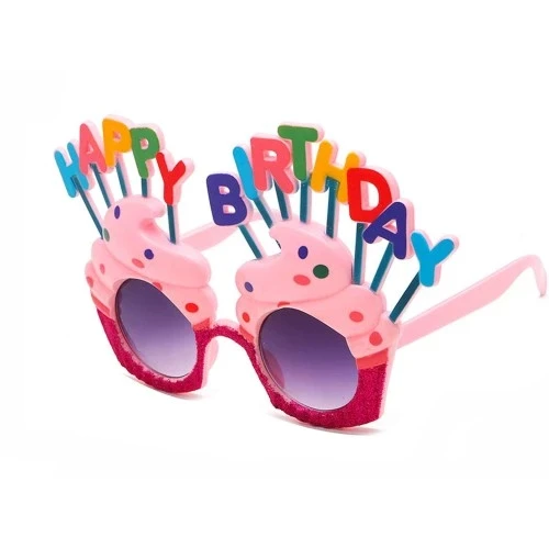 Happy Birthday Yazılı Pembe Fuşya Parti Gözlüğü ürün görseli 1